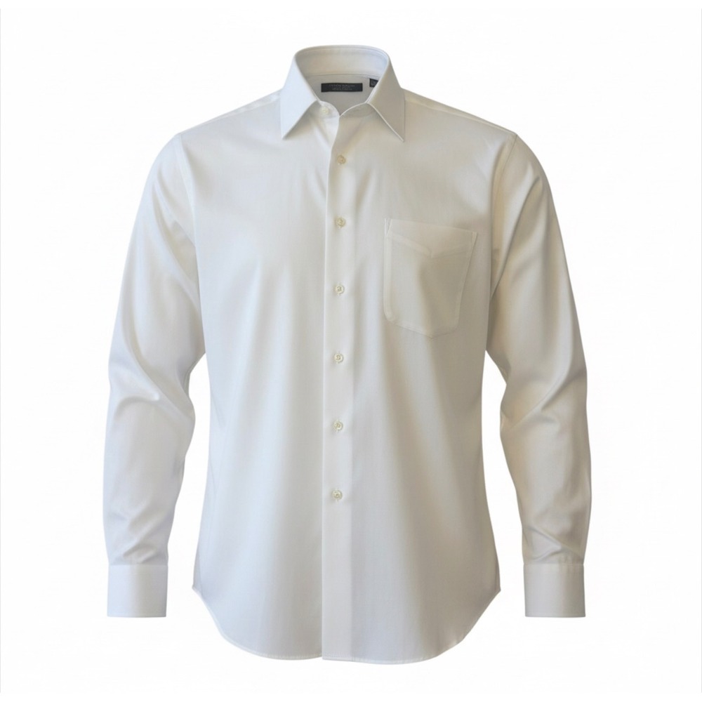 Geoffrey Beene Mens White Cotton Dress Shirt Easy Care Stain 16.5 34/35 Large
